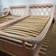 Pink rattan bed and bedside table set