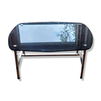 Vintage coffee table in black smoked glass