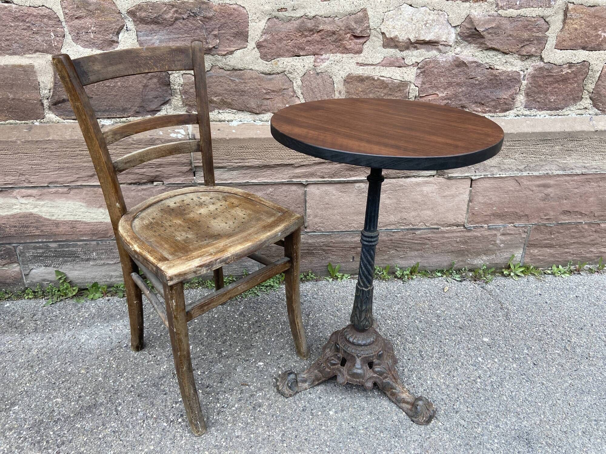 Metal terrace pedestal table garden bistro art deco paris, 60s