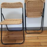 70s rattan folding chairs