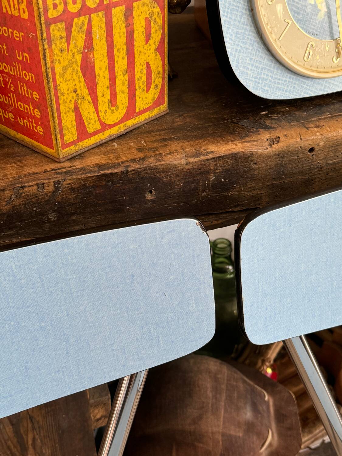 Set of 4 blue Formica chairs