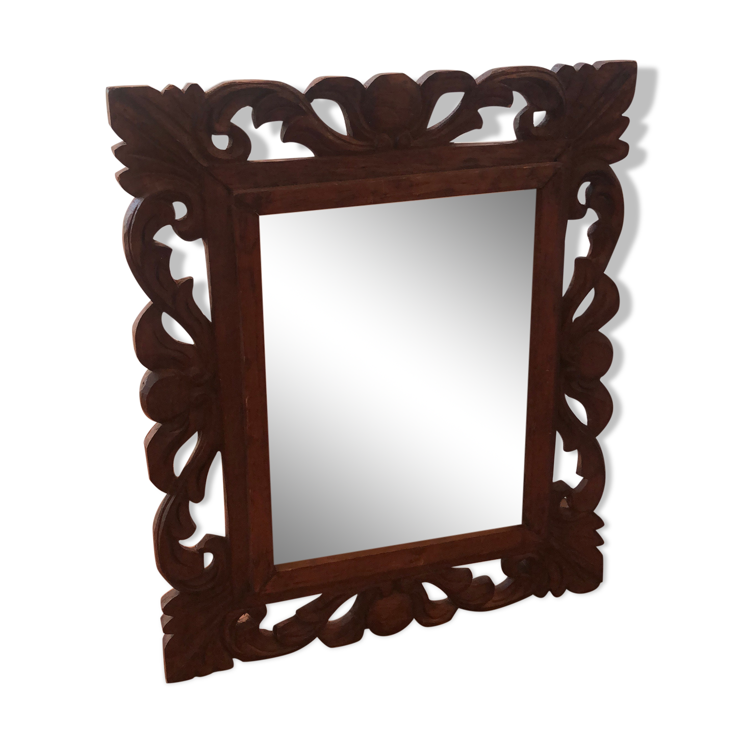 Old mirror carved wooden frame