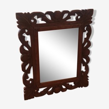 Old mirror carved wooden frame