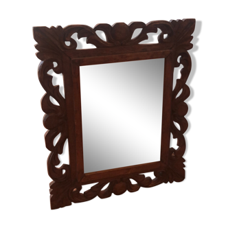 Old mirror carved wooden frame