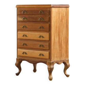 Vintage Danish 1967 Highboy 6 Drawer Dresser in Oak