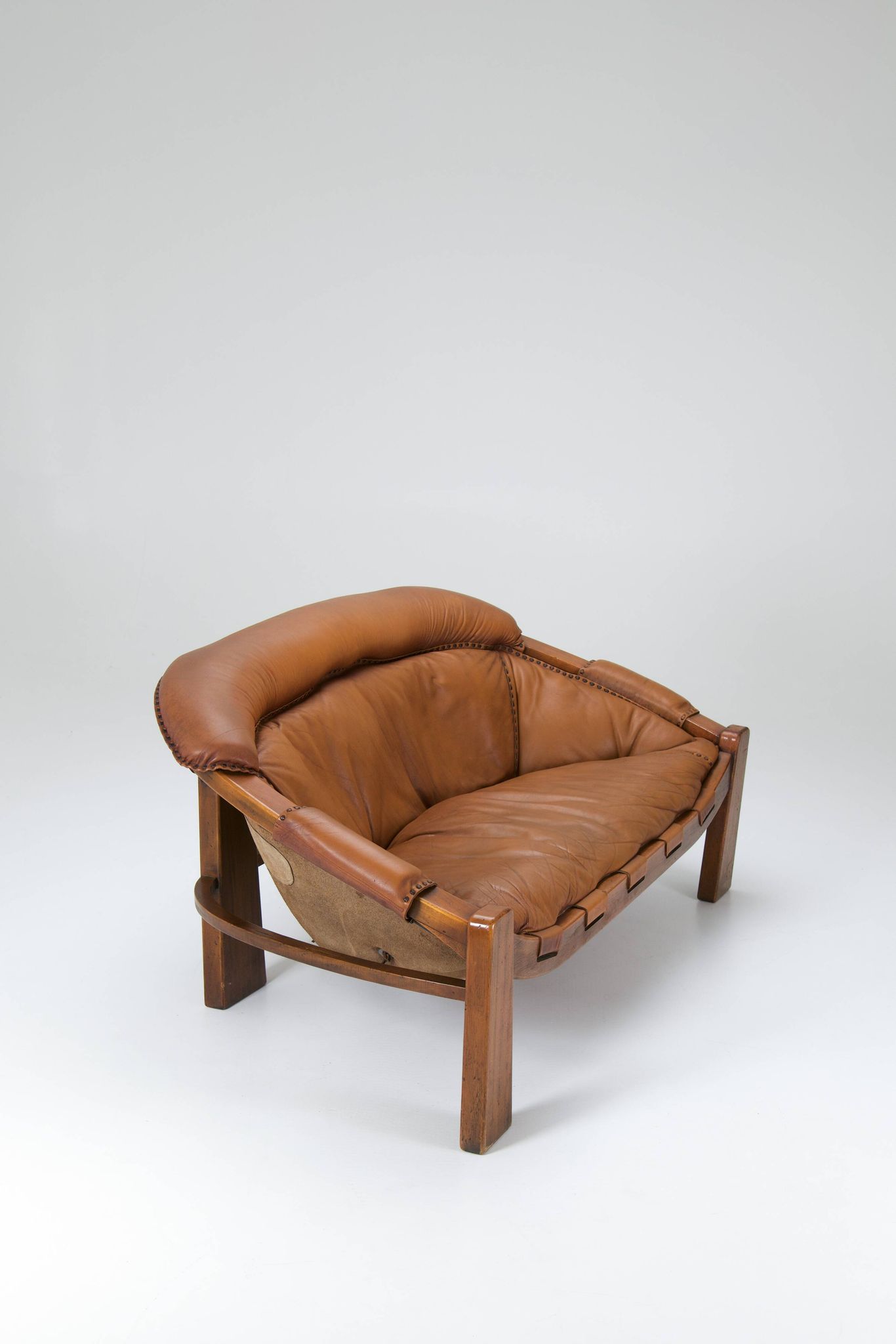 Italian Brutalist 2-Seater Sofa by Luciano Frigerio