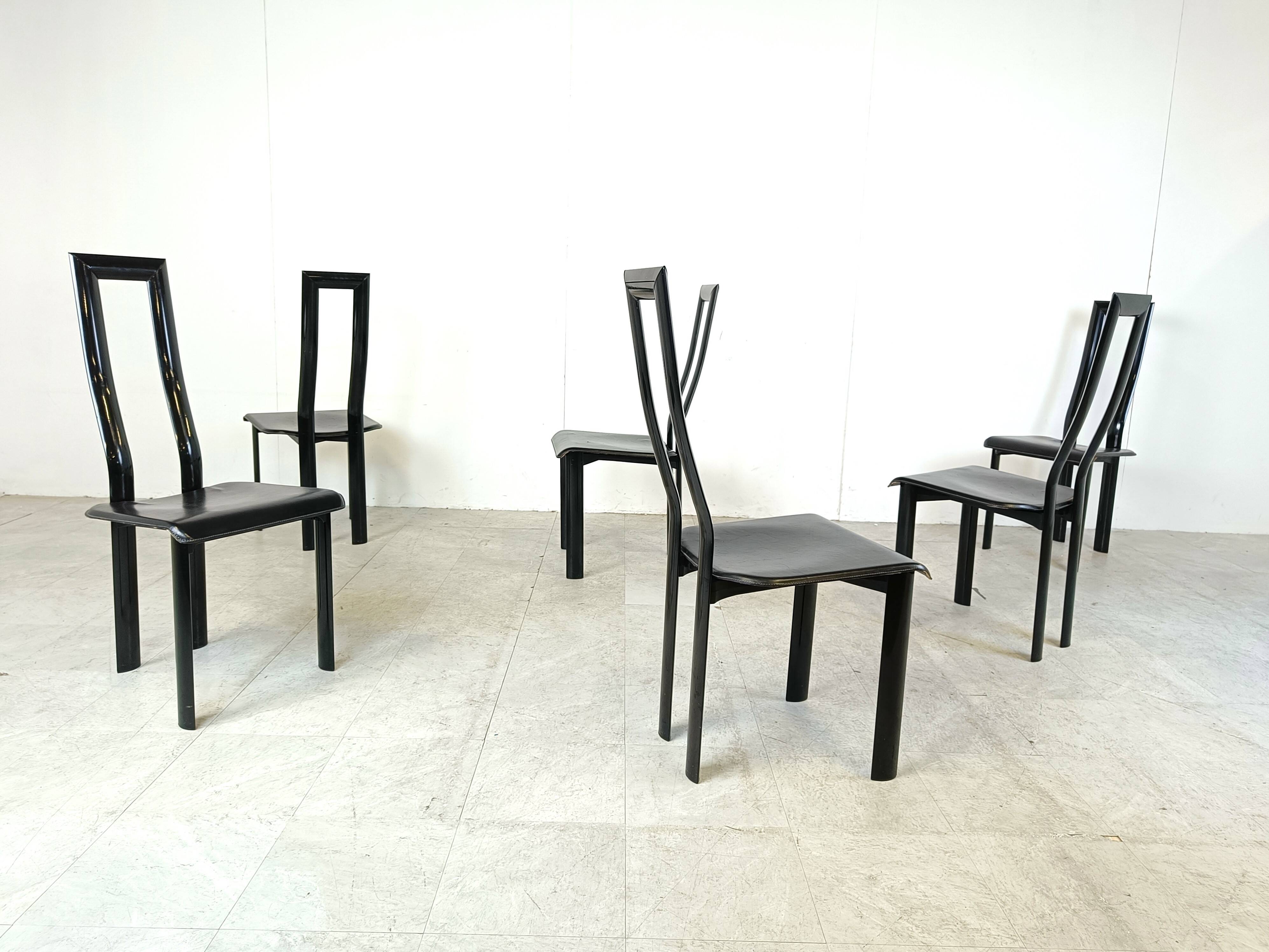 Italian Model Regia Dining Chairs by Antonello Mosca for Ycami, 1980s, Set of 6