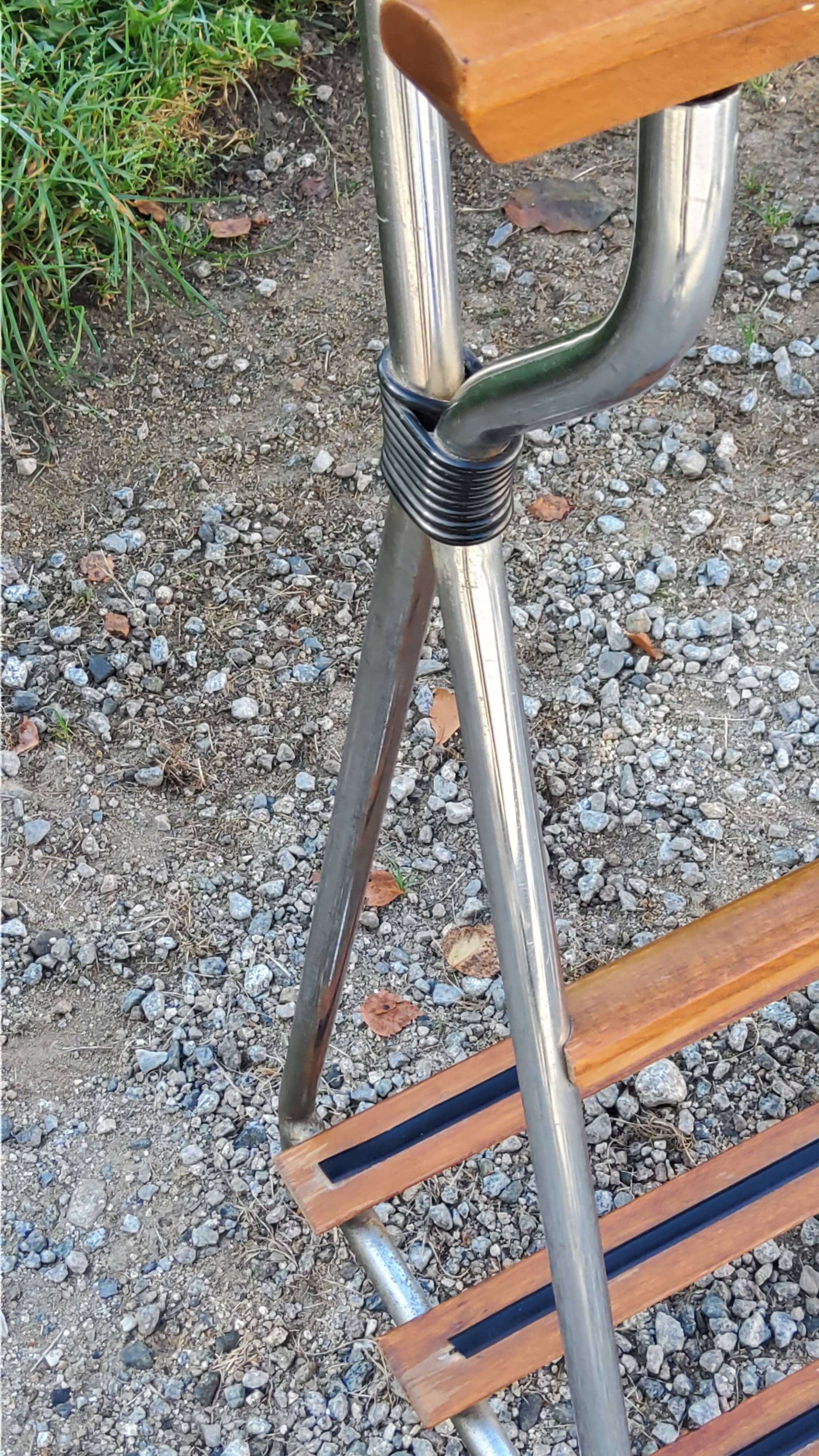 Vintage valet in wood, chrome metal and vinyl from the 60s
