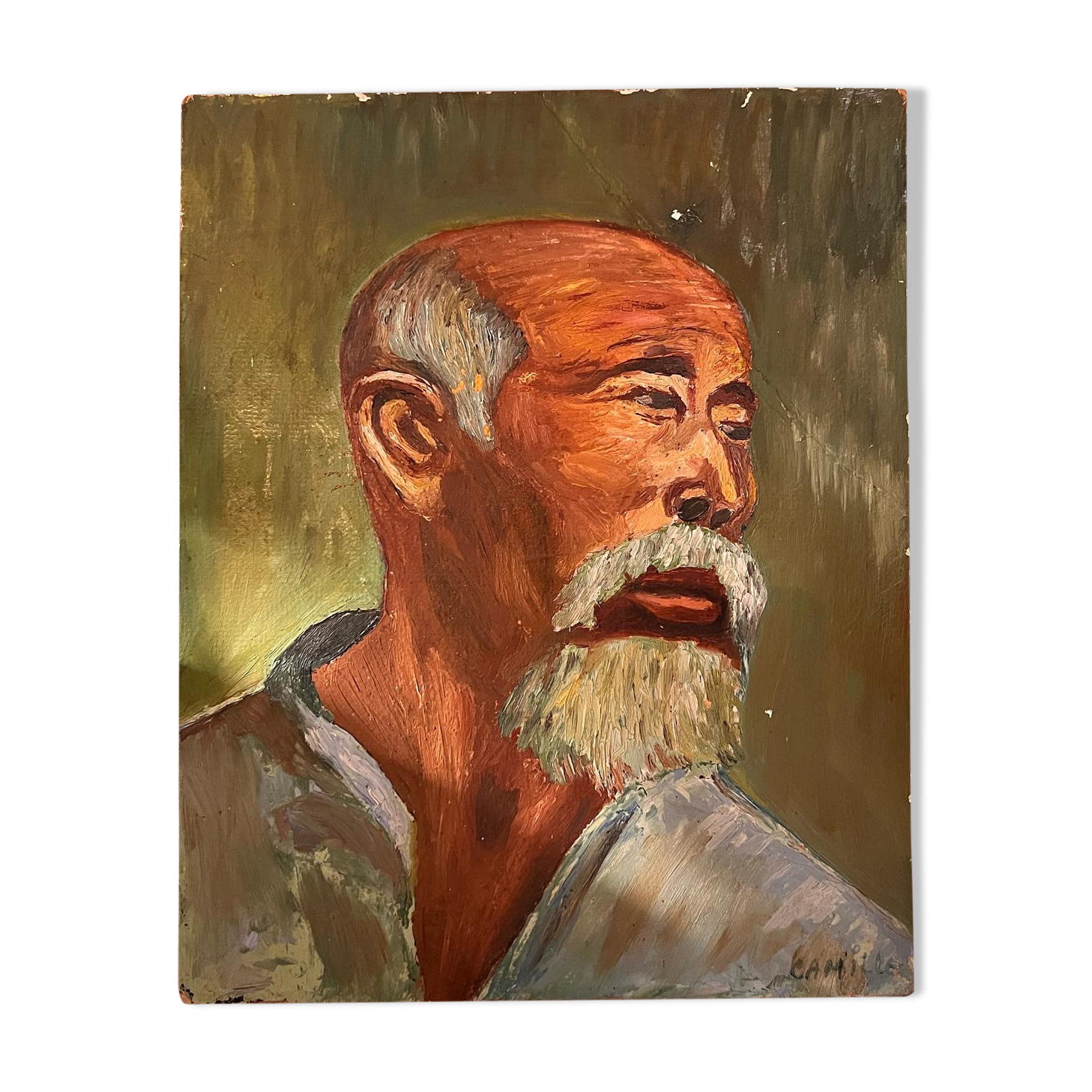 Old portrait, Asian man head
