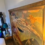 Art Deco headboard in wood and marquetry