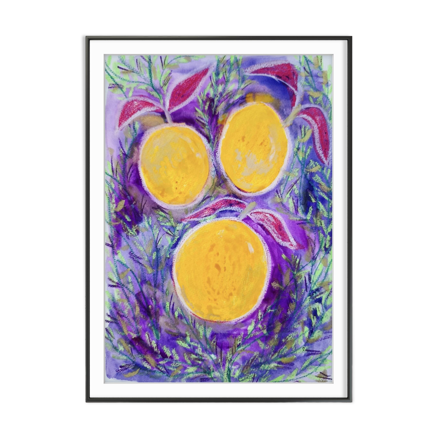 Affiche illustration mandarines abstrait