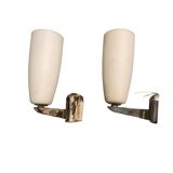 Chrome & opaline glass sconces, 1970