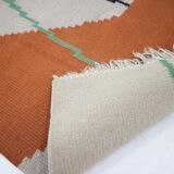 Geometric Kilim Rug with Small Box Design in the Style of Antonin Kybal, 1950s