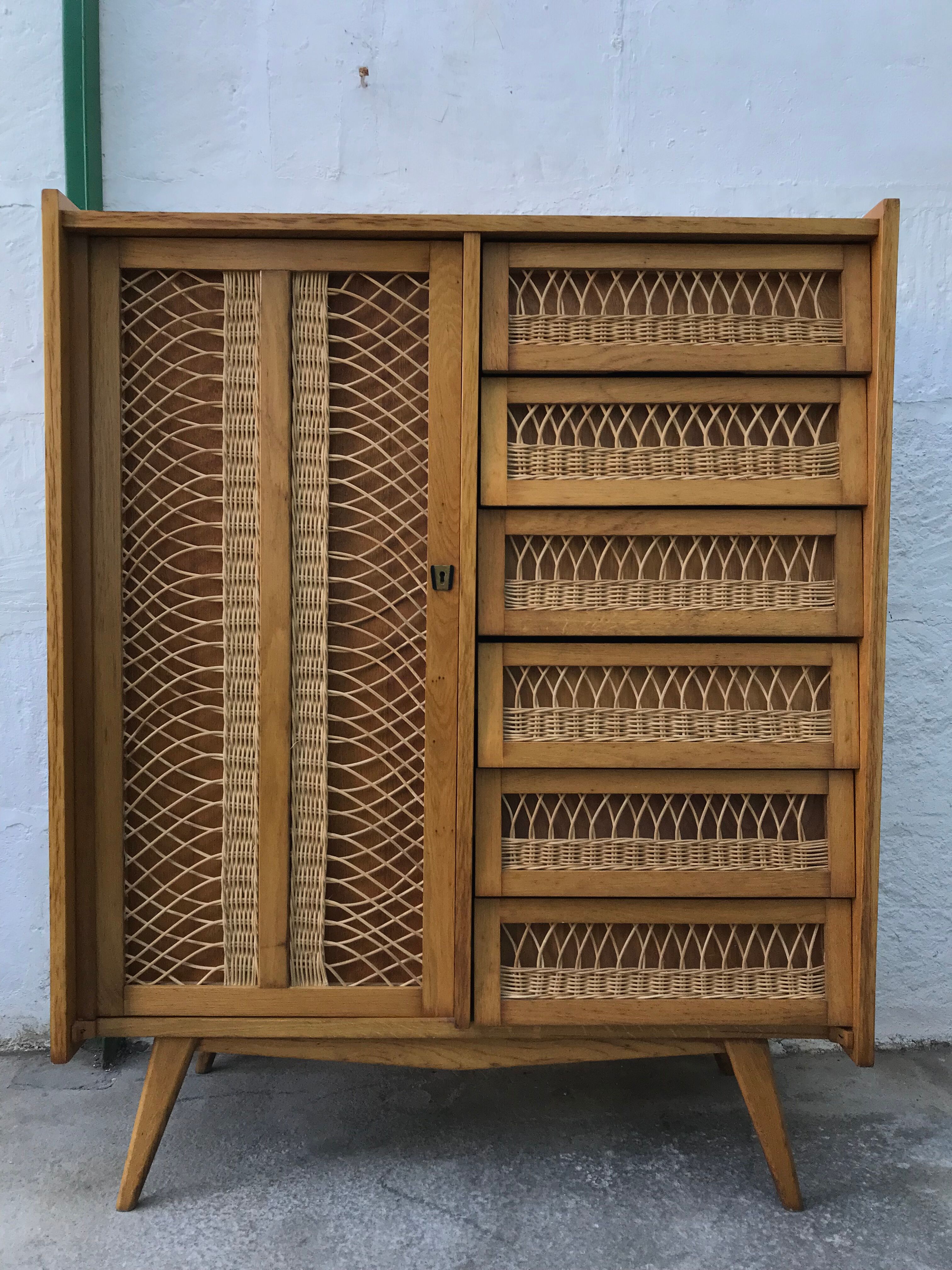 Rattan chest of drawers
