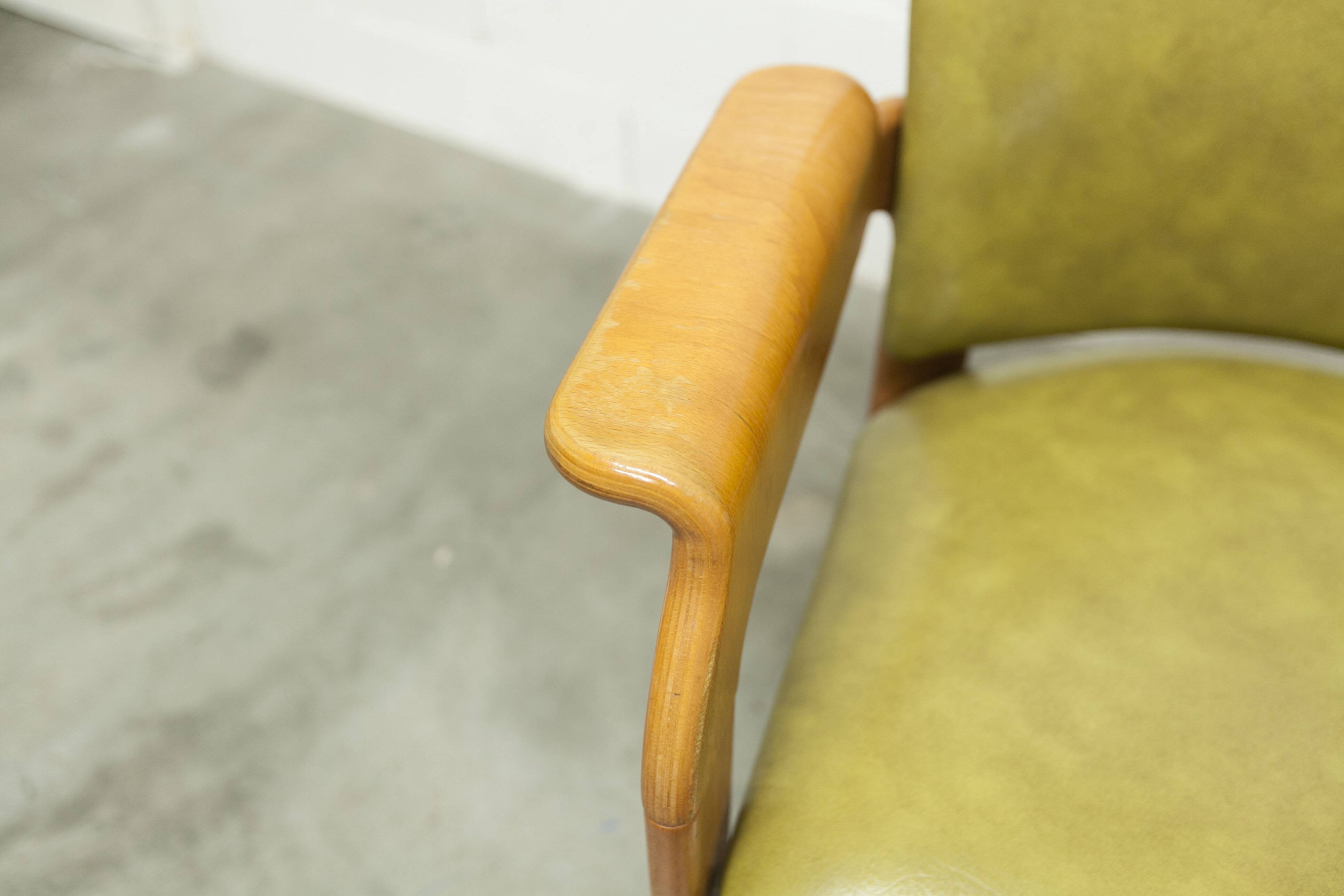 Bruno Rey solid beech bridge armchair for Dietiker 1960 green