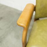 Bruno Rey solid beech bridge armchair for Dietiker 1960 green