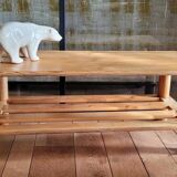 Pine coffee table, with review door, 70s