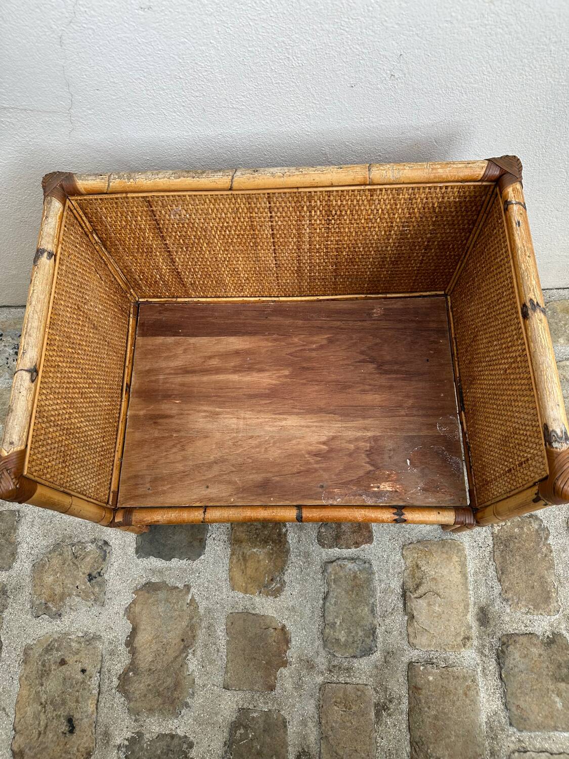 Fauteuil vintage en rotin et bambou