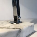Vintage art deco lamp for Fare in chrome and white and grey veined marble France circa 1930