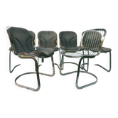 6 chaises en métal doré Cidue