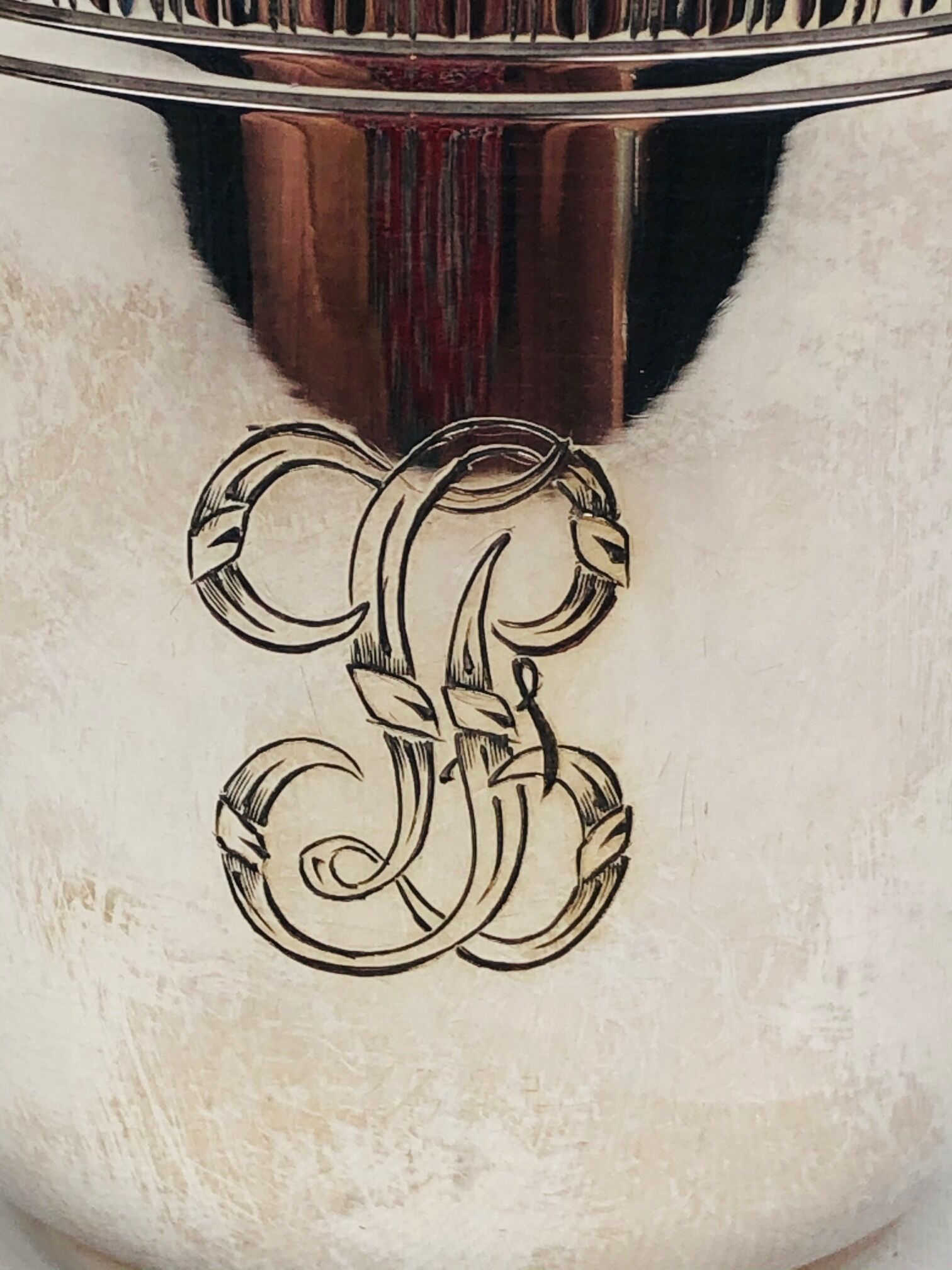Vintage Timbale Christofle, monogrammed silver metal