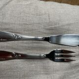 Vintage toile de Jouy cutlery set for 12 fish forks, stainless steel 18/10, like new.