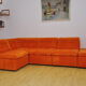 Orange corduroy modular sofa, 70s