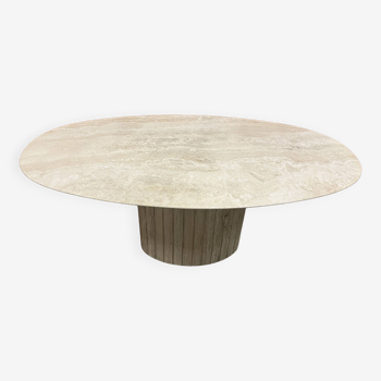 Table à manger ovale en marbre travertin beige clair