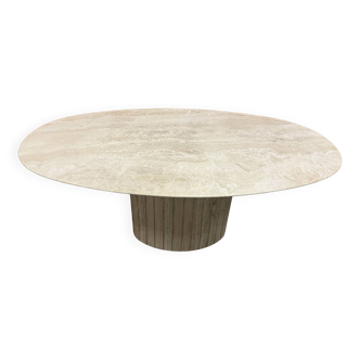 Marble Travertine Oval Dining table Light Beige