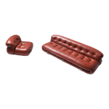 Vintage Soriana set in red leather by Afra e Tobia Scarpa for Cassina Italy