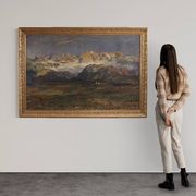 Antique Italian signed mountain landscape painting from 19th century
