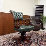 English Chesterfield Desk Chair Green