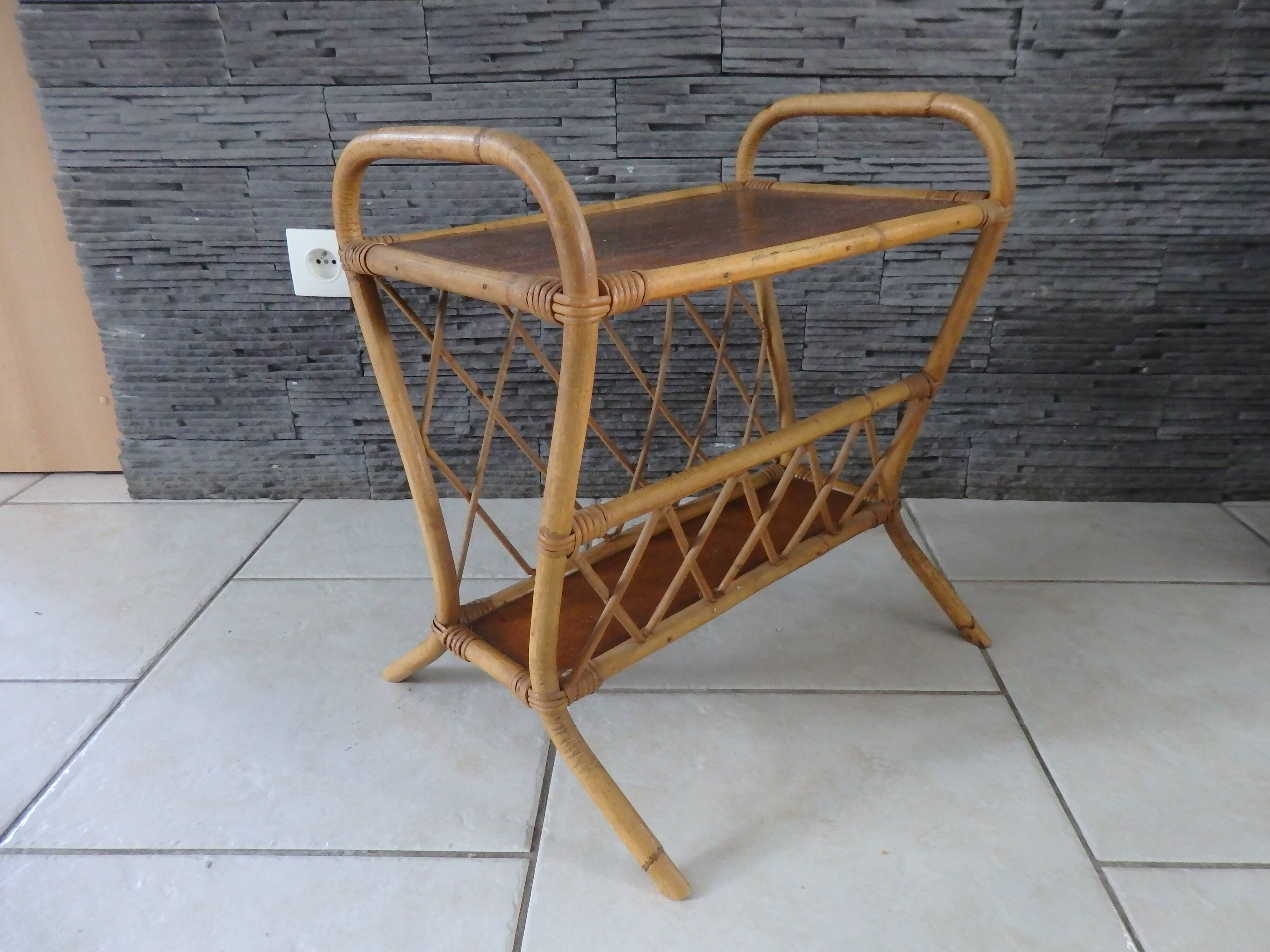Vintage magazine door in rattan end sofa