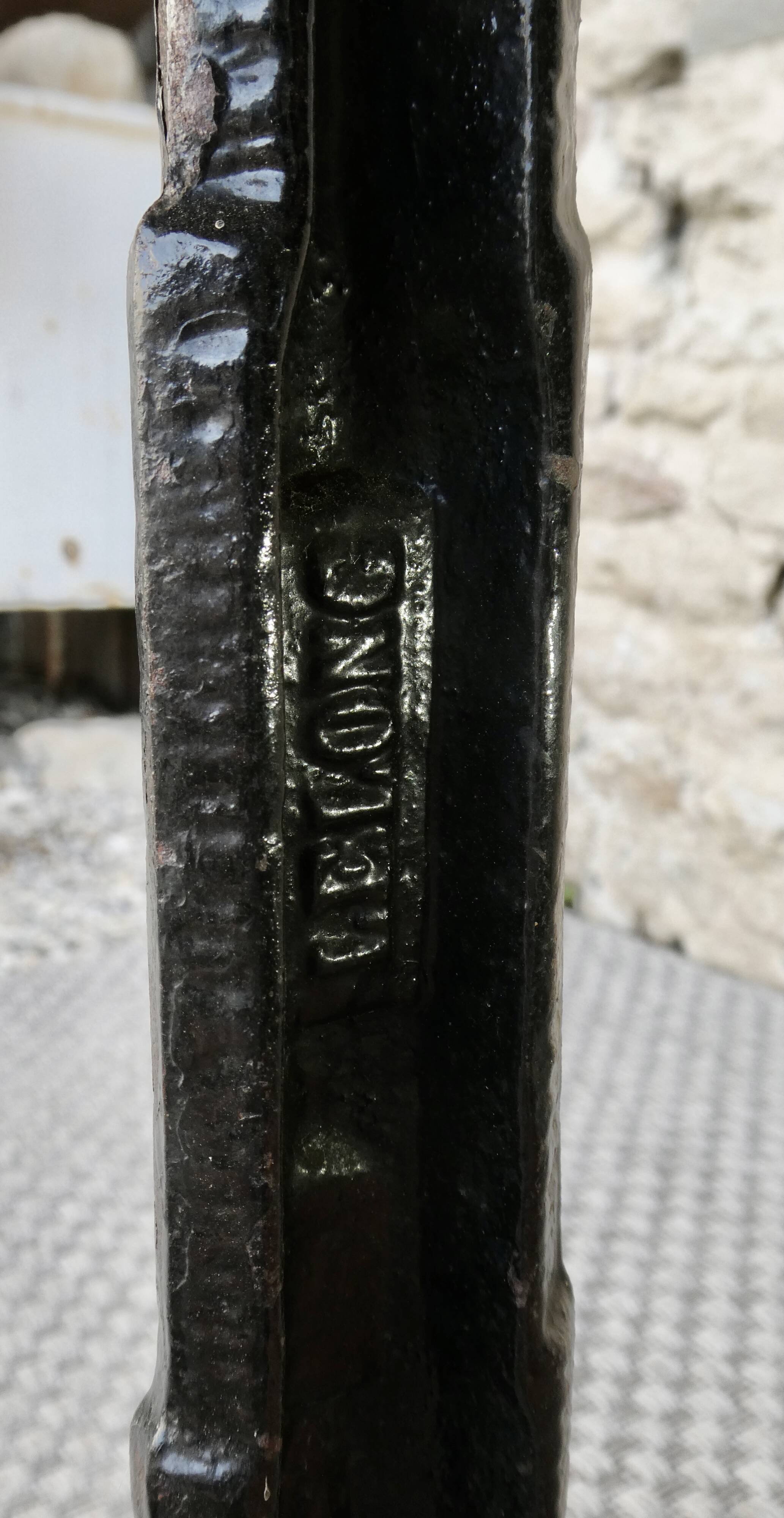 bistro table with cast iron legs signed Lelong, early 20th century