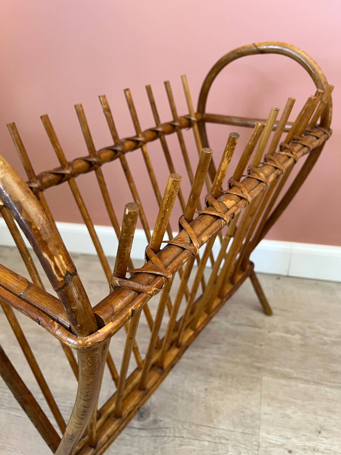 Rattan wicker magazine rack
