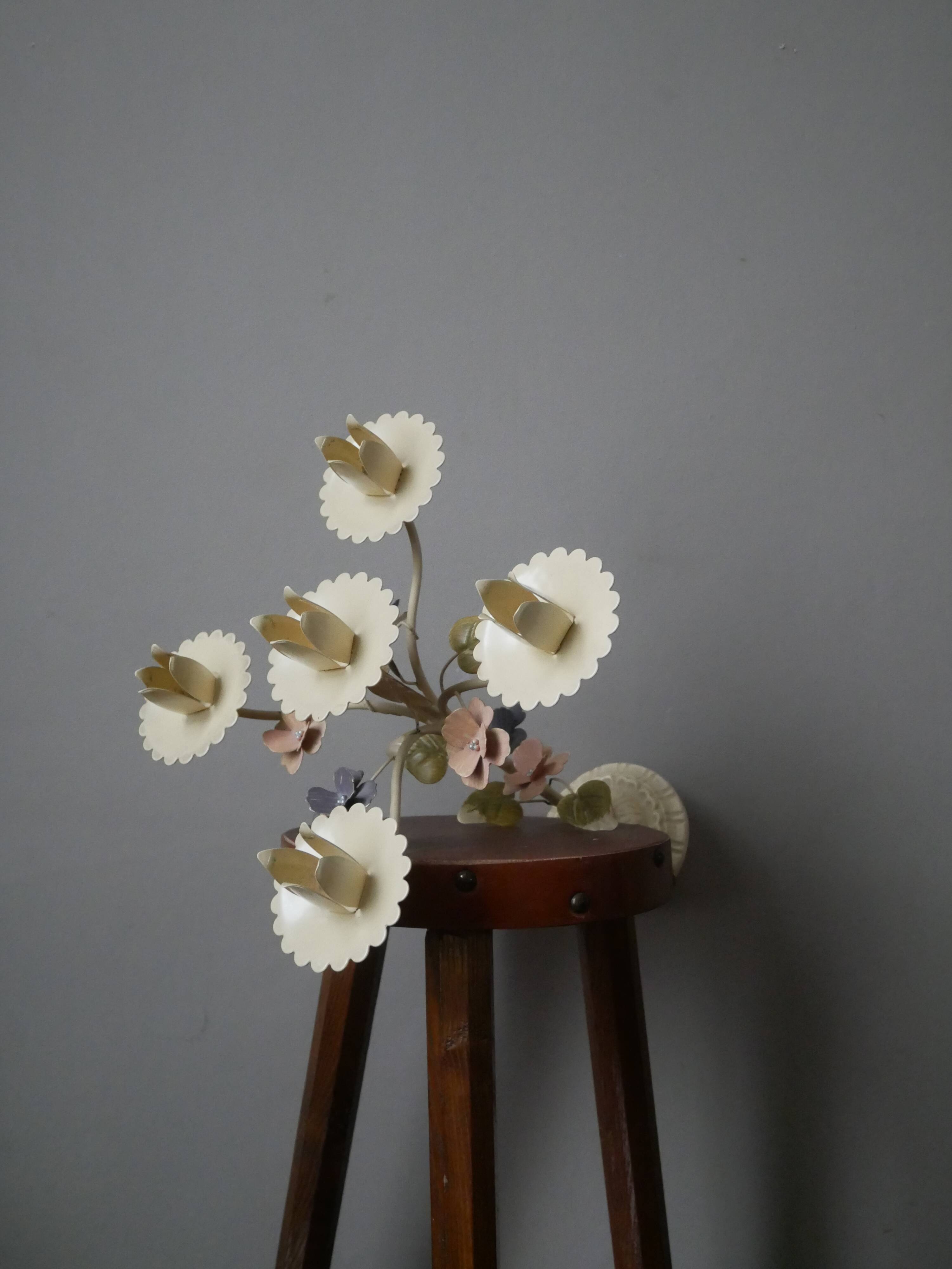 Retro Kitsch Painted Metal Candlestick Candelabra Candle Holder 5 Branches