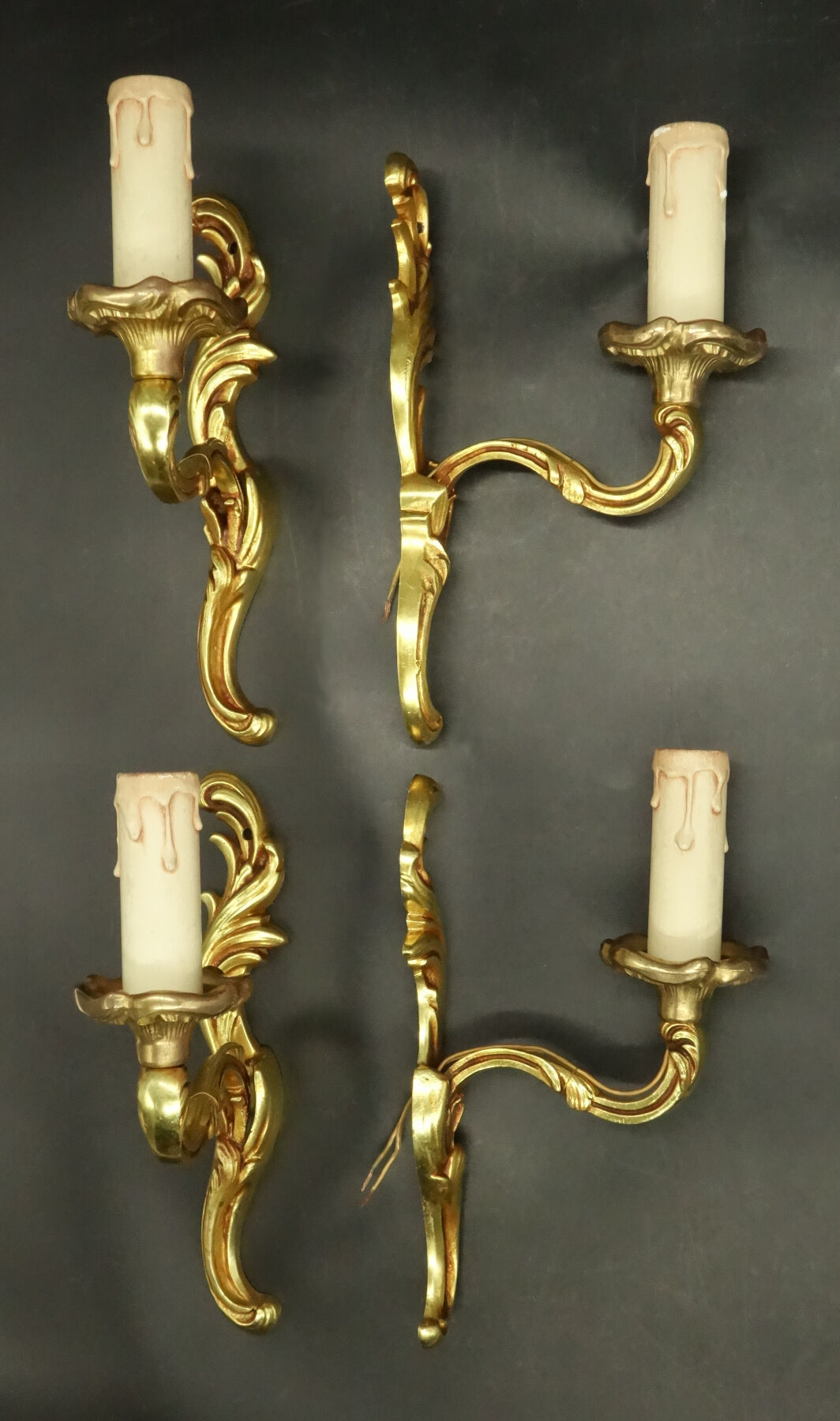 Series of 4 louis XV style wall lamps - Lucien Gau, Paris