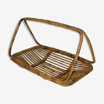 Fruit basket with handle - rattan - bamboo from the 50s