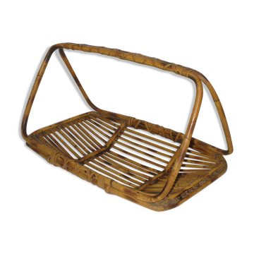 Fruit basket with handle - rattan - bamboo from the 50s