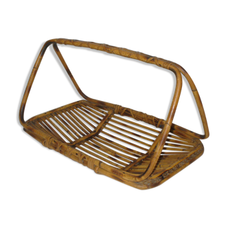 Fruit basket with handle - rattan - bamboo from the 50s