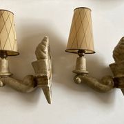 Pair of Arlus torchlight wall light in art deco plaster 1950