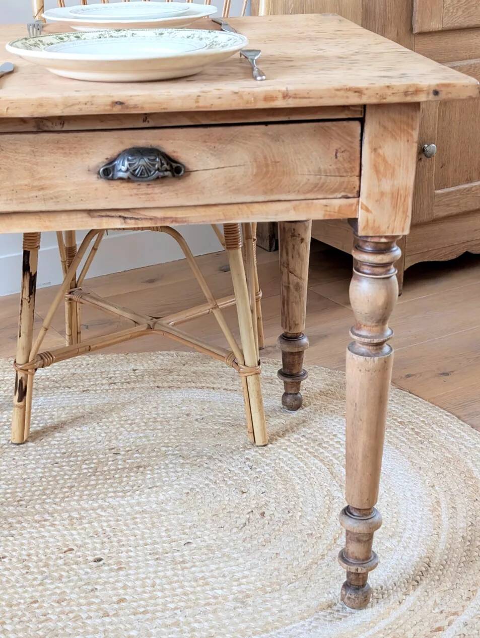 Renovated solid wood farmhouse table
