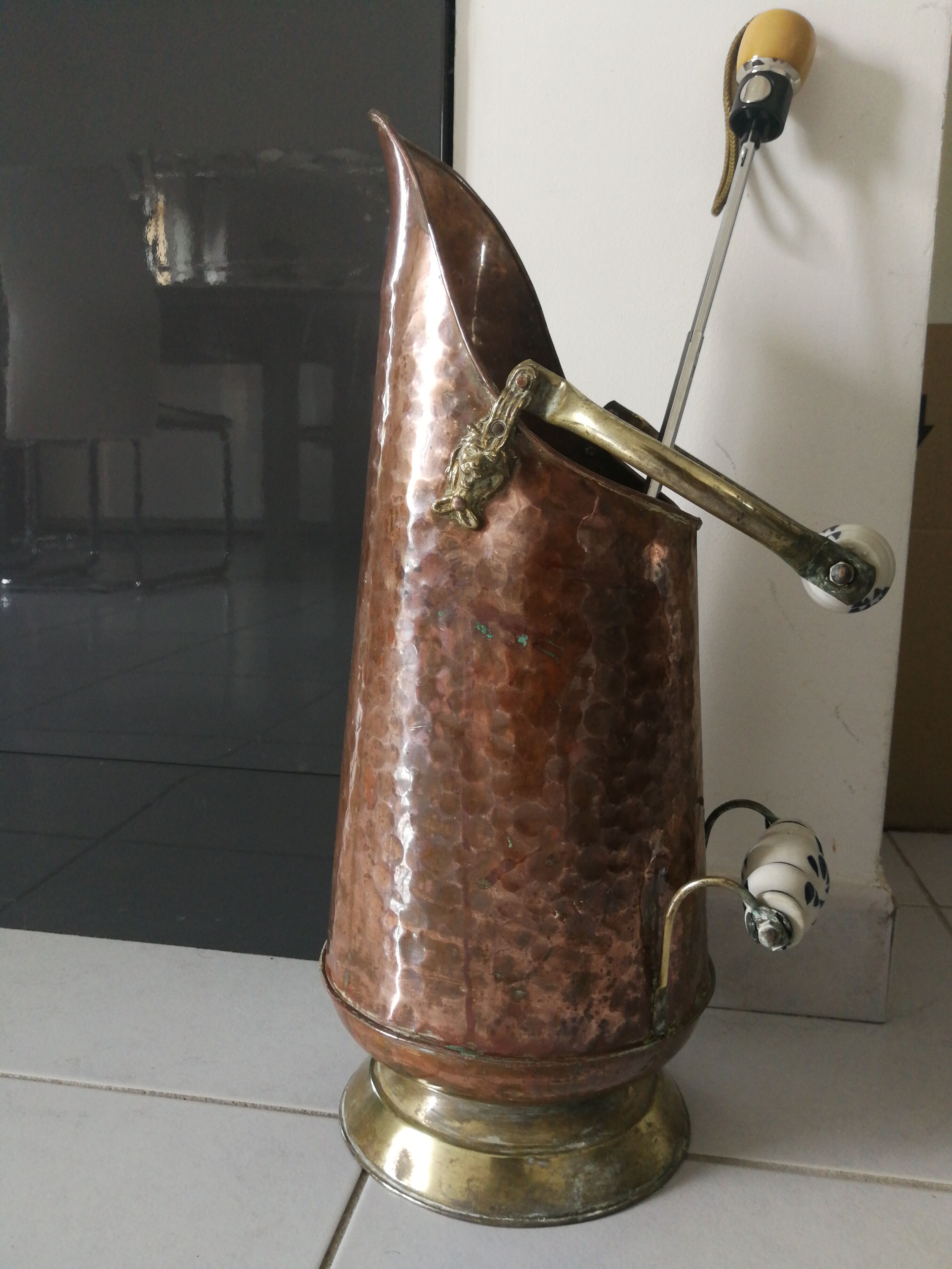 Copper and brass bucket
