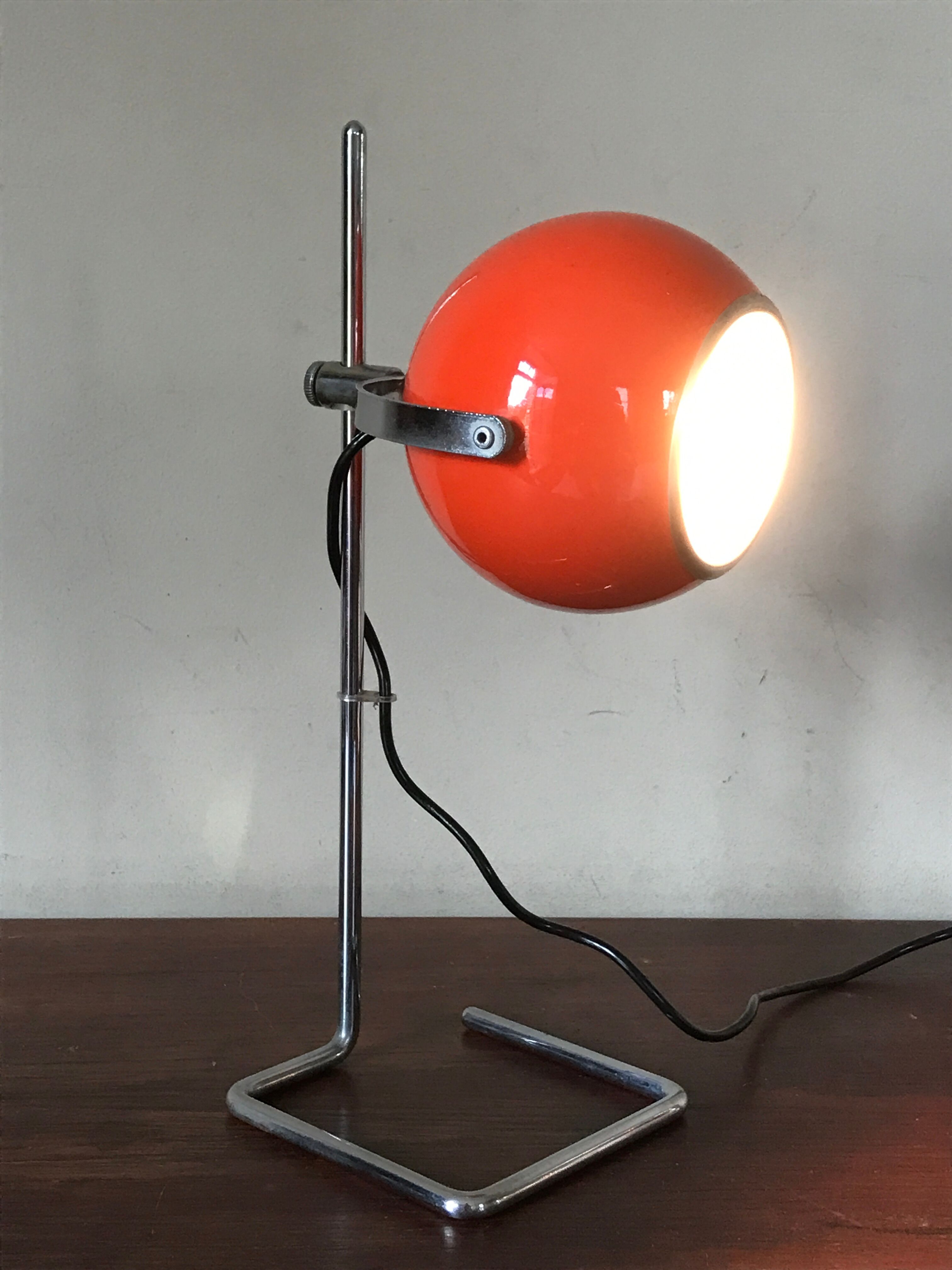 Lampe eye ball orange vintage années 70