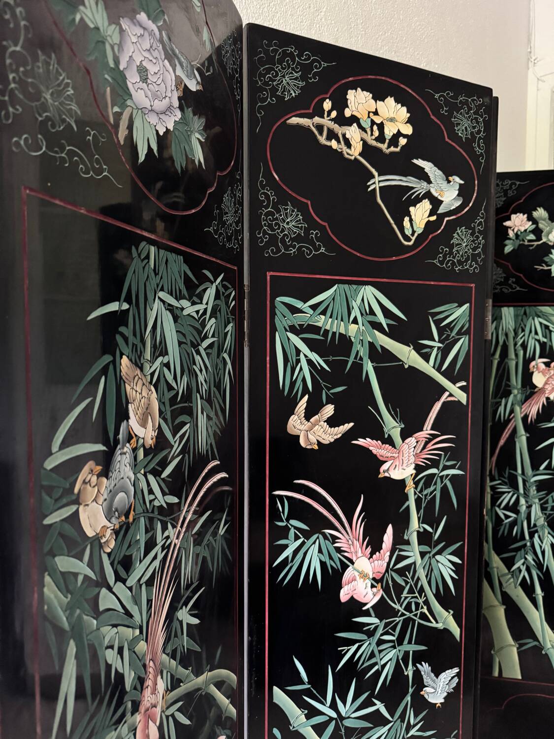 Antique Chinese lacquer screen