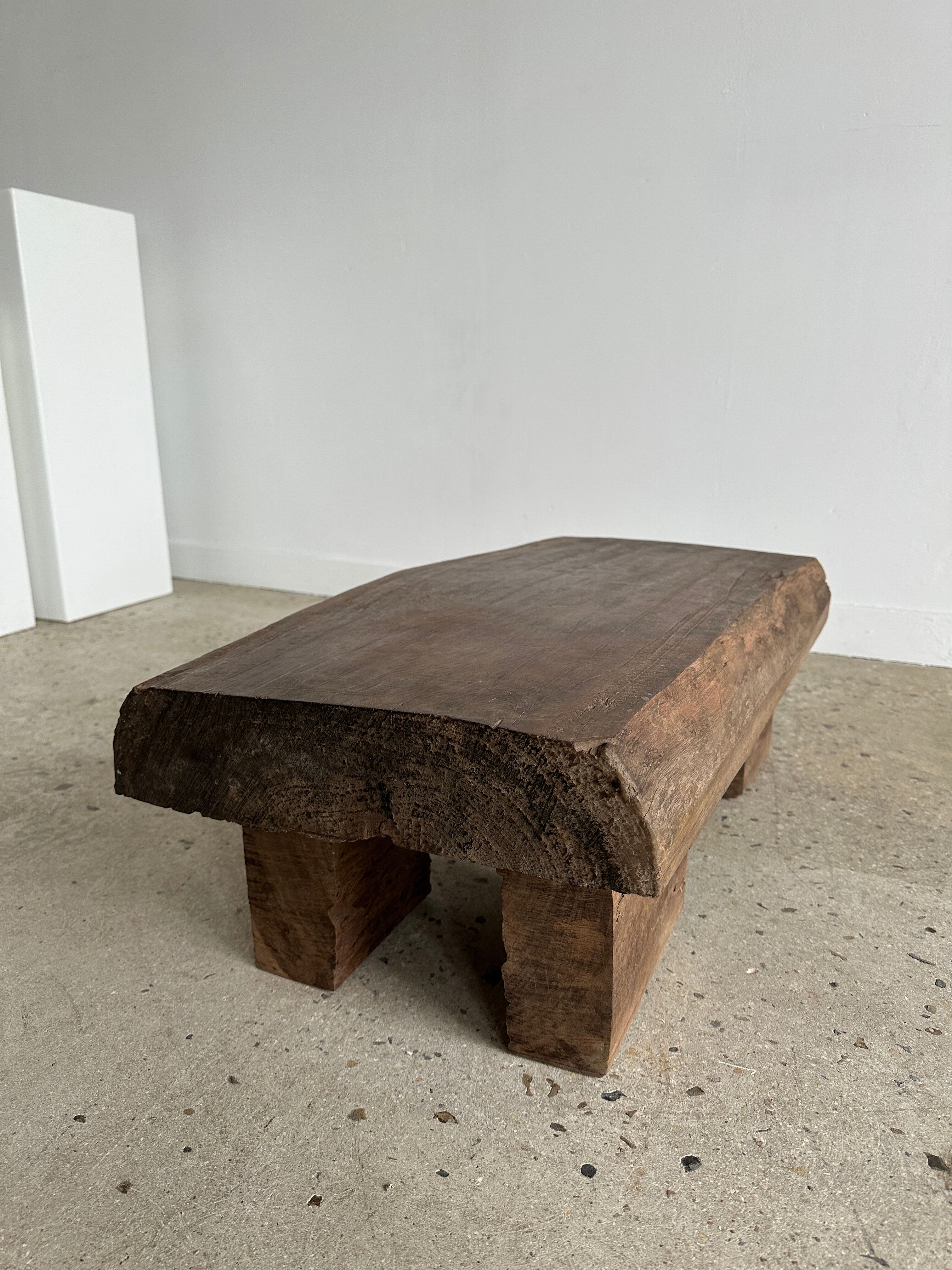 Asian solid wood quadripod brutalist coffee table H30 L81 l42