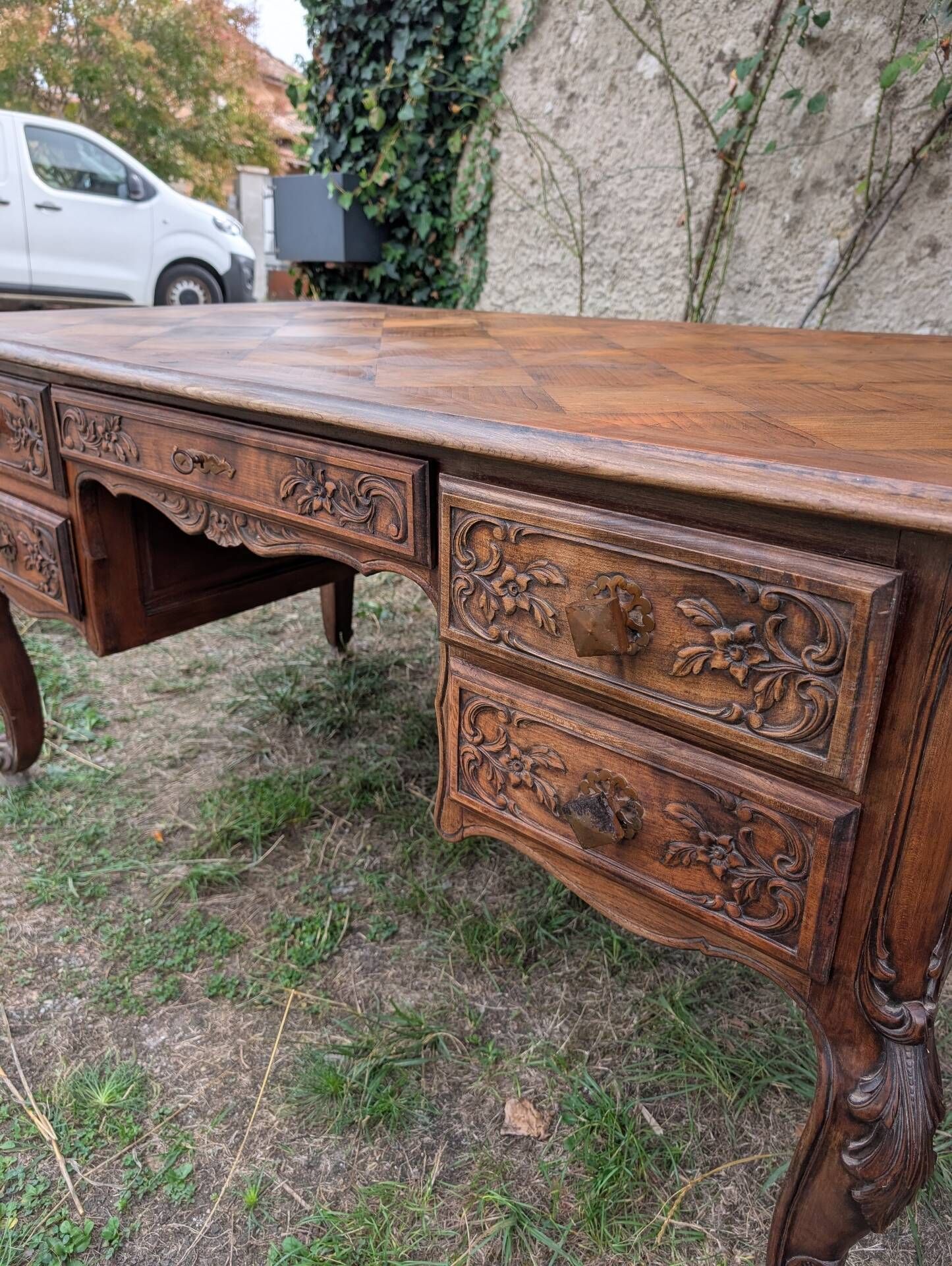 Minister's desk carved wooden cottage
