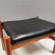 Danish Teak Footstool, Black Skai Leather, 1960s Spøttrup Design