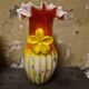 Vase en verre soufflé multicolore ́