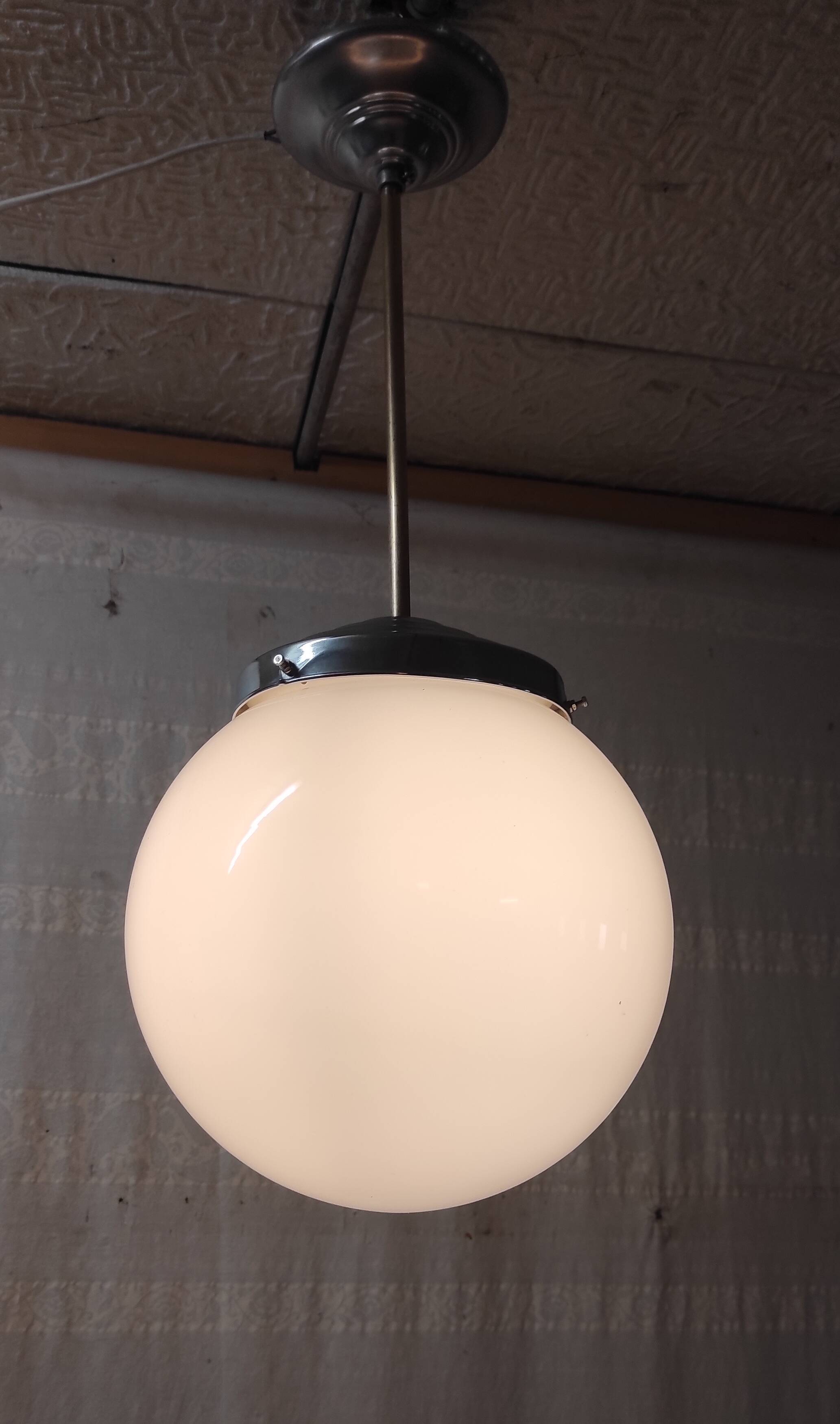 Bauhaus opaline globe pendant light 25 cm - mid-20th century